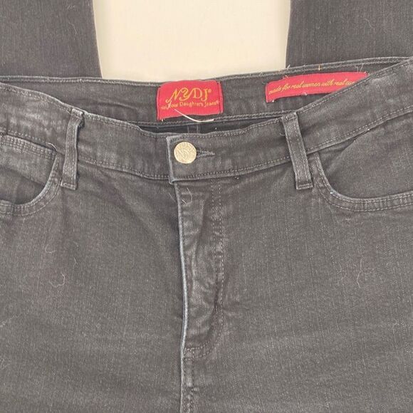NYDJ Marilyn Straight Stretch‎ High-Rise Jeans Tummy Ab Technology Black 10P - Picture 4 of 12